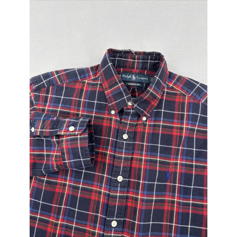 Ralph Lauren Flannel Long Sleeve Button Down Men's M Red/Blue Plaid Casual